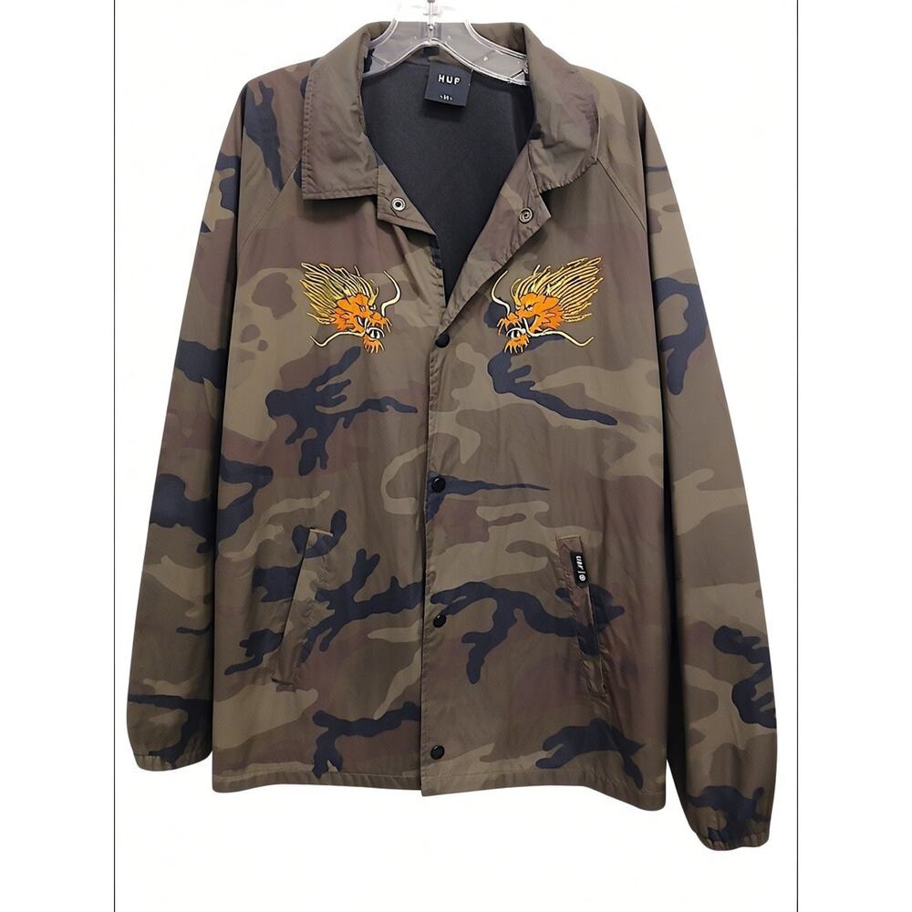 HUF Camouflage Jacket M Camo Lion Dragon CNY Year Of The Dragon Rain Wind Lined